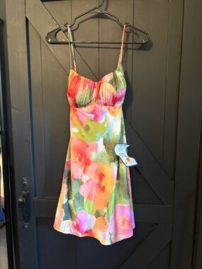 City Studio Pink and Multicolor Floral Slip Dress